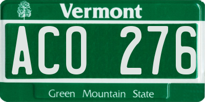 VT license plate ACO276