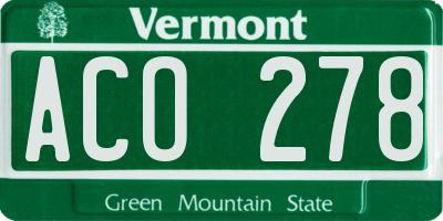 VT license plate ACO278