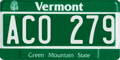 VT license plate ACO279