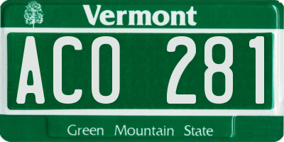 VT license plate ACO281