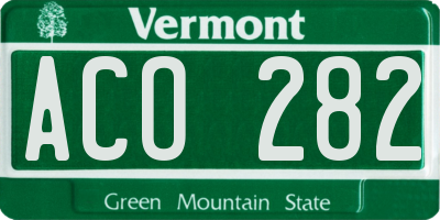 VT license plate ACO282