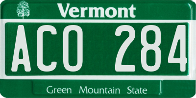 VT license plate ACO284
