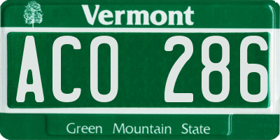 VT license plate ACO286