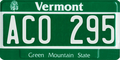 VT license plate ACO295
