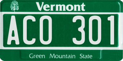 VT license plate ACO301