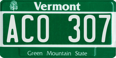 VT license plate ACO307