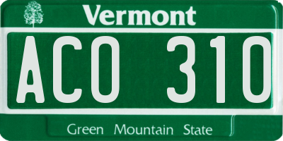VT license plate ACO310