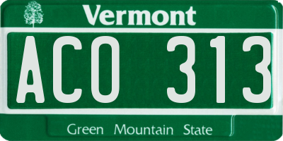 VT license plate ACO313