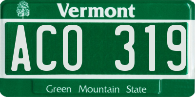 VT license plate ACO319