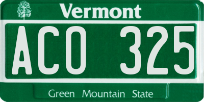 VT license plate ACO325