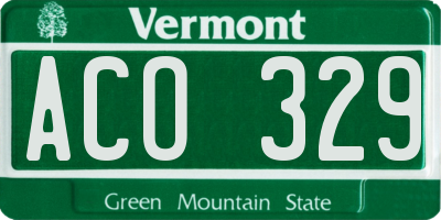 VT license plate ACO329