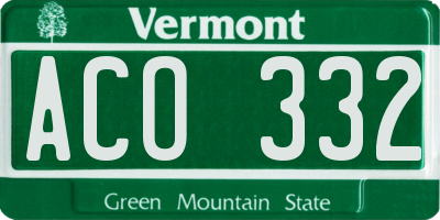 VT license plate ACO332
