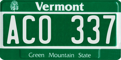 VT license plate ACO337