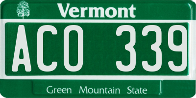 VT license plate ACO339
