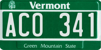 VT license plate ACO341