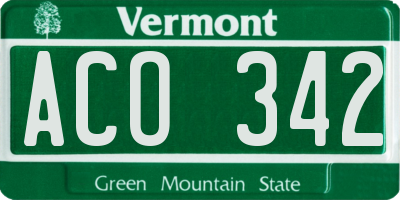 VT license plate ACO342