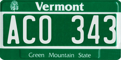 VT license plate ACO343