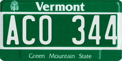 VT license plate ACO344