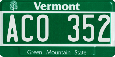 VT license plate ACO352
