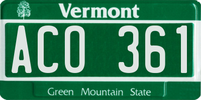 VT license plate ACO361