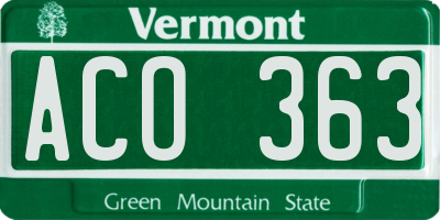 VT license plate ACO363