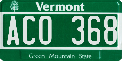 VT license plate ACO368