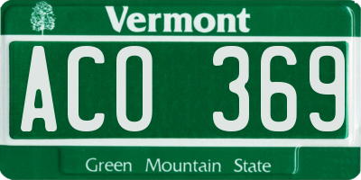 VT license plate ACO369