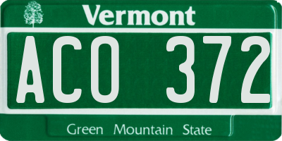 VT license plate ACO372