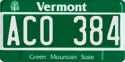 VT license plate ACO384