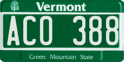 VT license plate ACO388