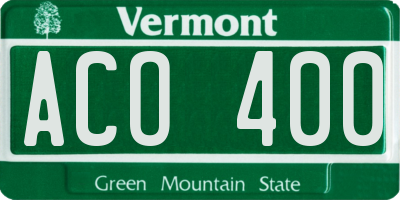 VT license plate ACO400