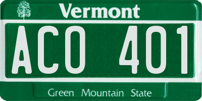 VT license plate ACO401
