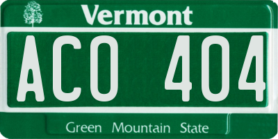VT license plate ACO404