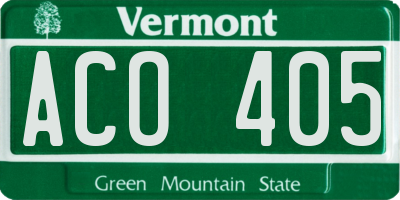 VT license plate ACO405