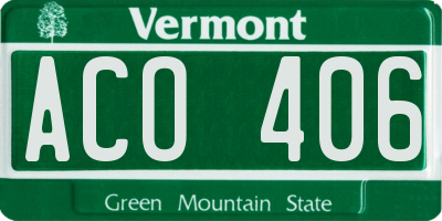 VT license plate ACO406