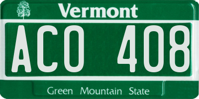 VT license plate ACO408