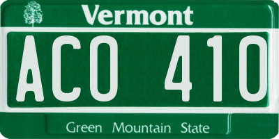 VT license plate ACO410