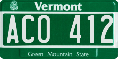 VT license plate ACO412