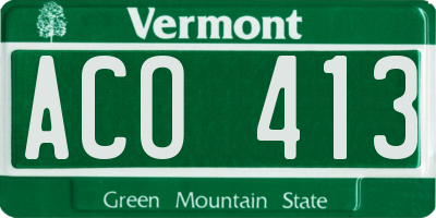 VT license plate ACO413