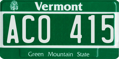 VT license plate ACO415