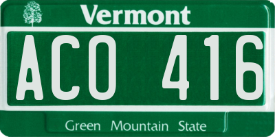 VT license plate ACO416