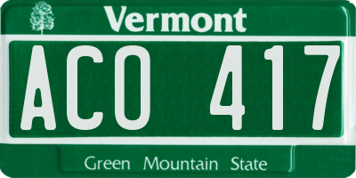 VT license plate ACO417