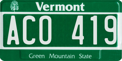 VT license plate ACO419