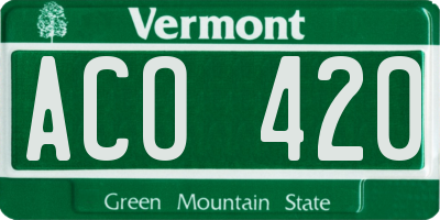 VT license plate ACO420