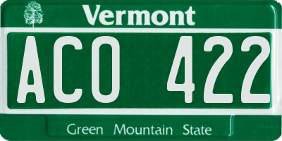 VT license plate ACO422