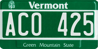 VT license plate ACO425