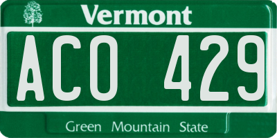 VT license plate ACO429