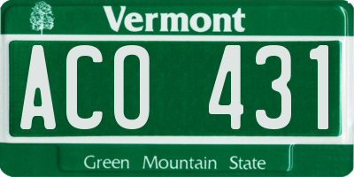 VT license plate ACO431