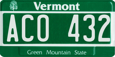 VT license plate ACO432