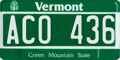 VT license plate ACO436